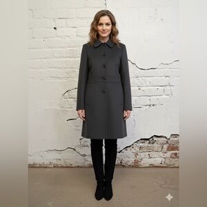 Ann Taylor Charcoal Grey Wool Coat‎ Pea Coat Classic Button Up Workwear